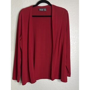 Chicos Additions 3 US XL Red Open Front Cardigan Slinky Travel Preppy Holiday